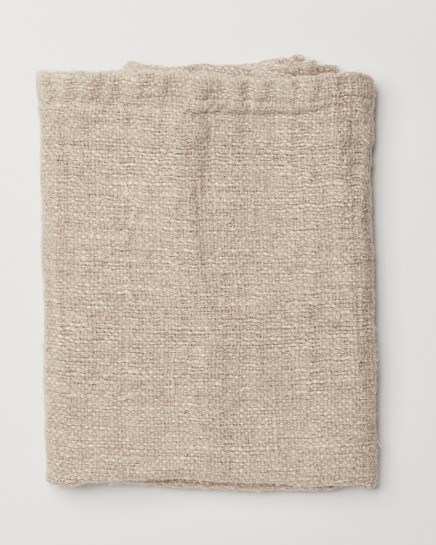 Bessie Handwoven, Pure Linen Bath Towel - Natural/White
