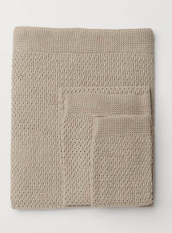 Stella Knitted Pure Linen Face Cloth - Pack of 2 - Natural
